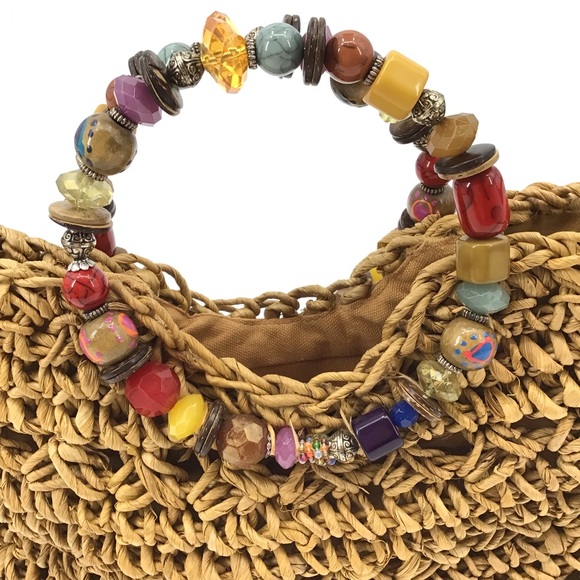 Cappelli Straworld Straw Bejeweled Handles Purse - Picture 6 of 16